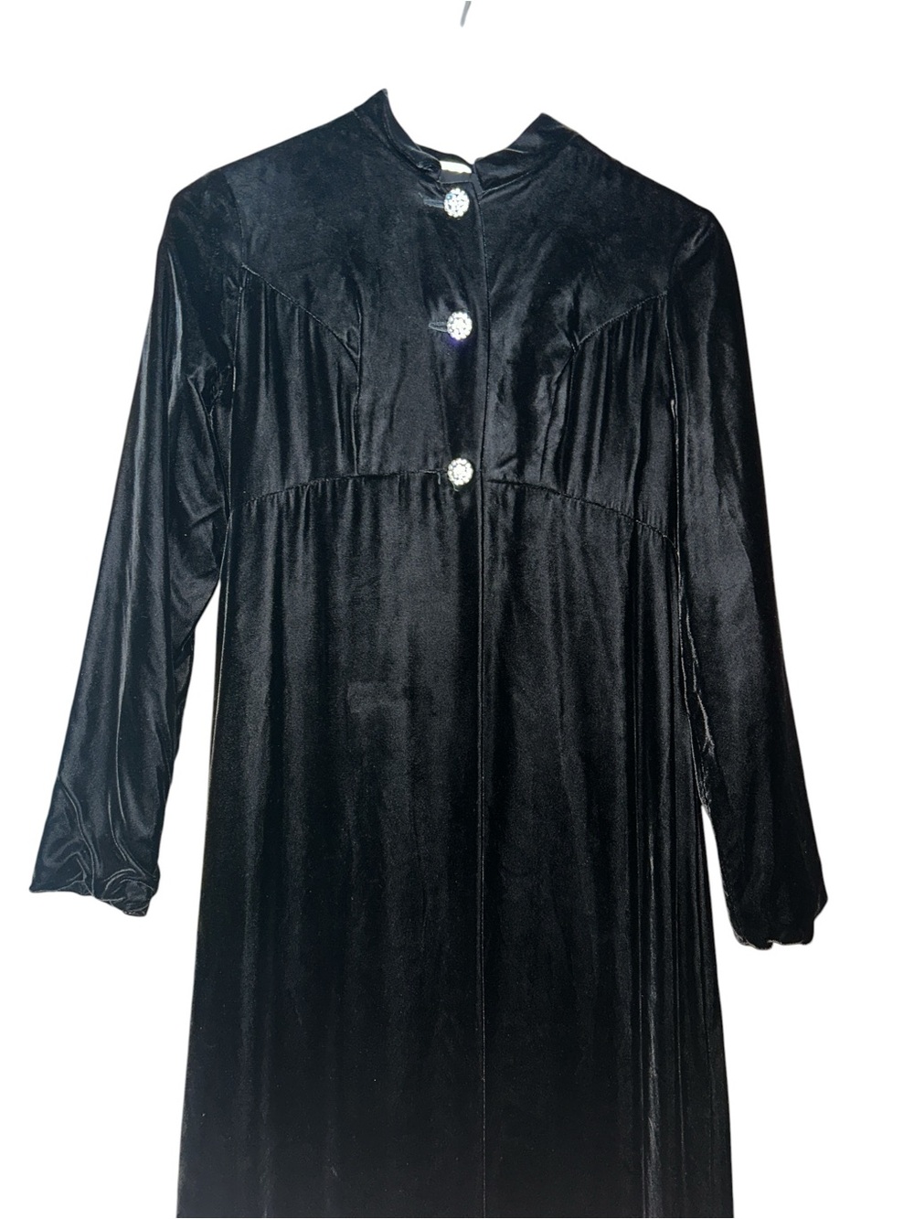 Vintage 1960s Empire Waist Black Velvet Opera Length Jacket Size S WitchyGothic